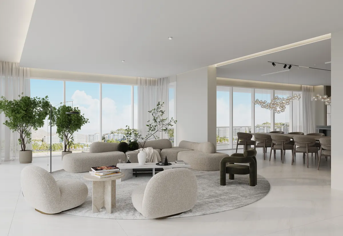 Oria Sky Terrace Type 2 living space opening to a planted terrace